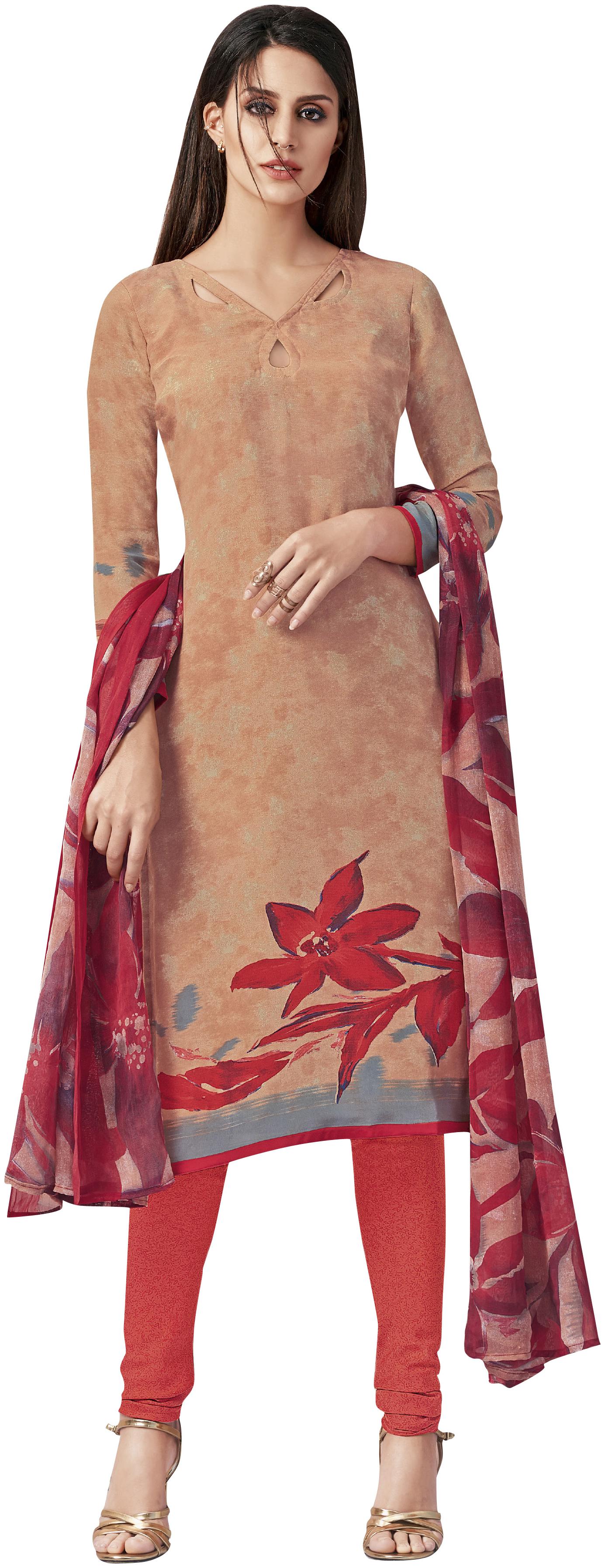 

Viva N Diva Beige Color Leon Crepe Printed Dress Material