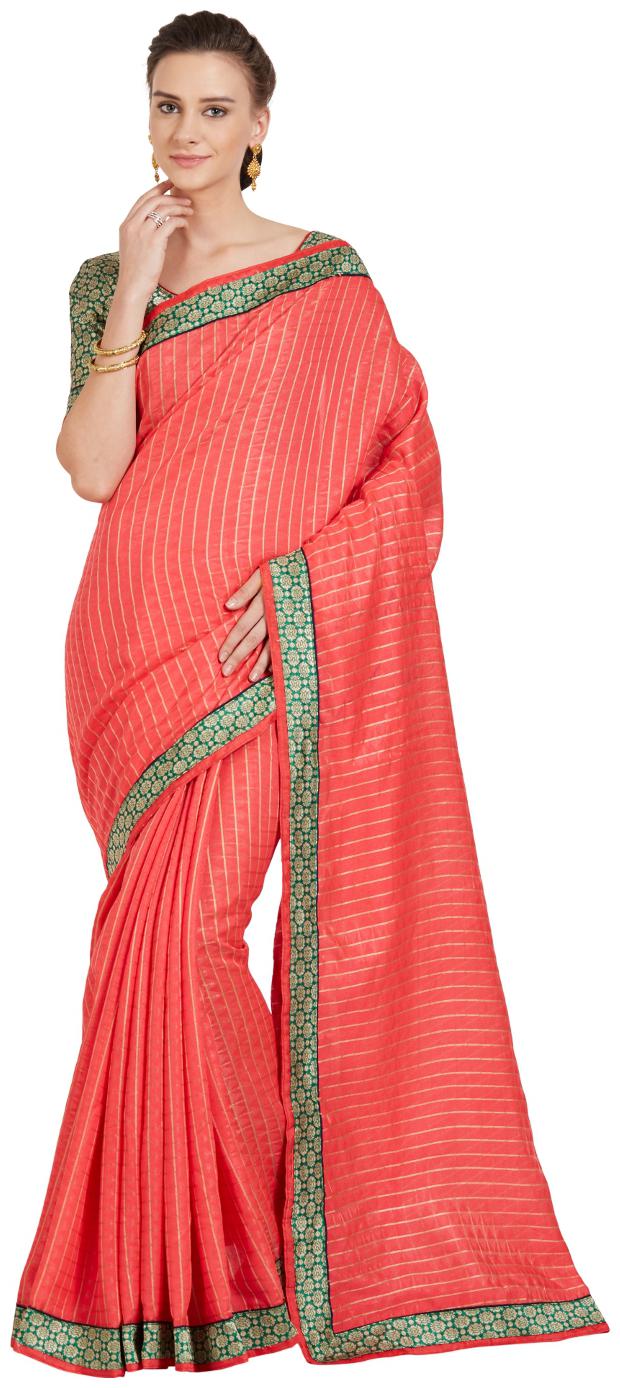 

Viva N Diva Peach Pink Color Cotton Silk Saree With Un Stiched Blouse Piece