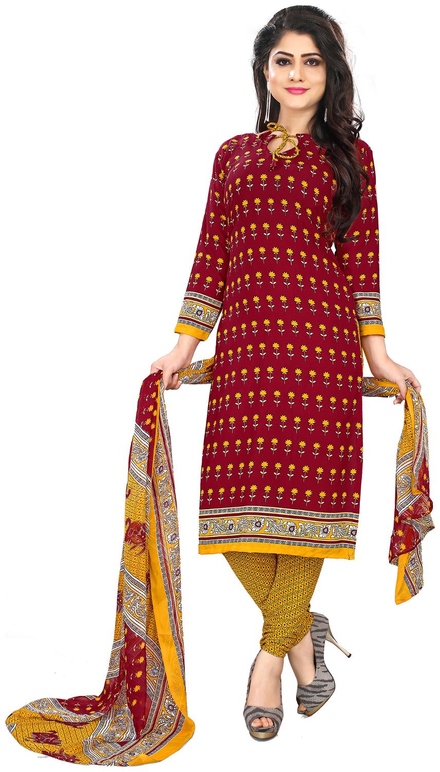 

Viva N Diva Red Color Leon fabric Dress Material