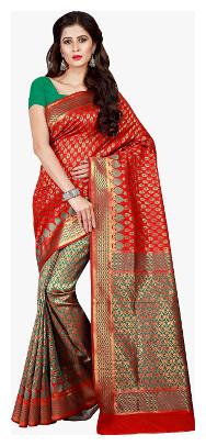 

Viva N Diva Red Color Patola Silk Woven Work Saree With Blouse Piece