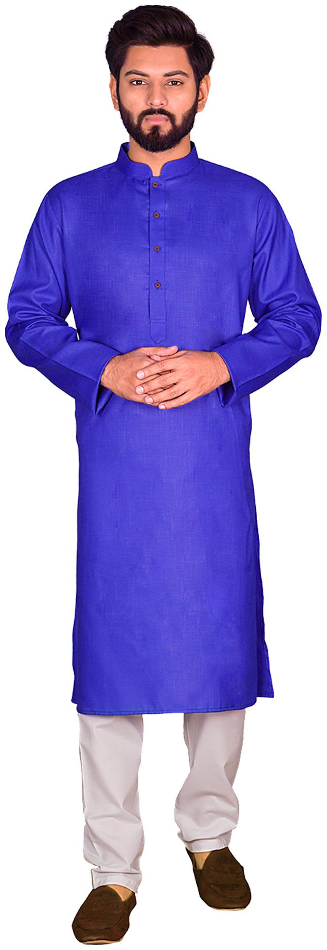 

Viva N Diva Men Cotton Solid Kurta Pyajamaa Blue