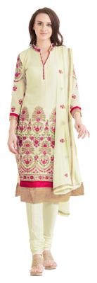

Viva N Diva Cream Faux Georgette Embroidery Semi Stitched Suit