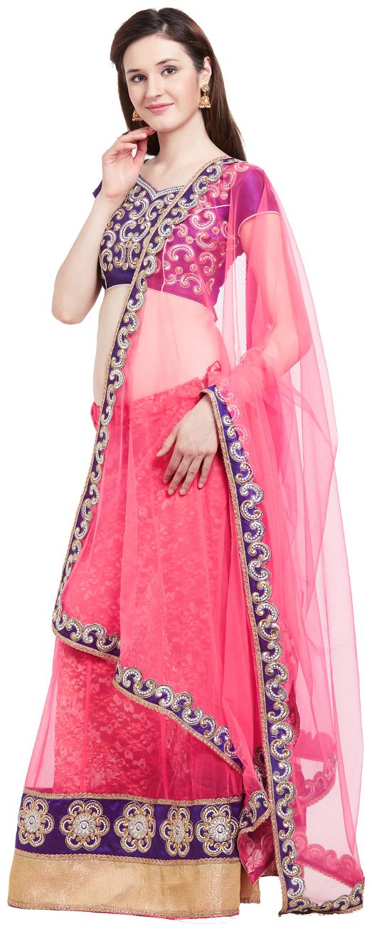 

Viva N Diva Dusty Pink Color Net Semi Stitched Lehanga Choli