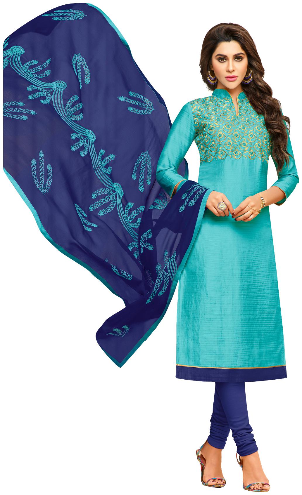 

Viva N Diva Sky Blue Color Banarasi Art Silk Dress Material