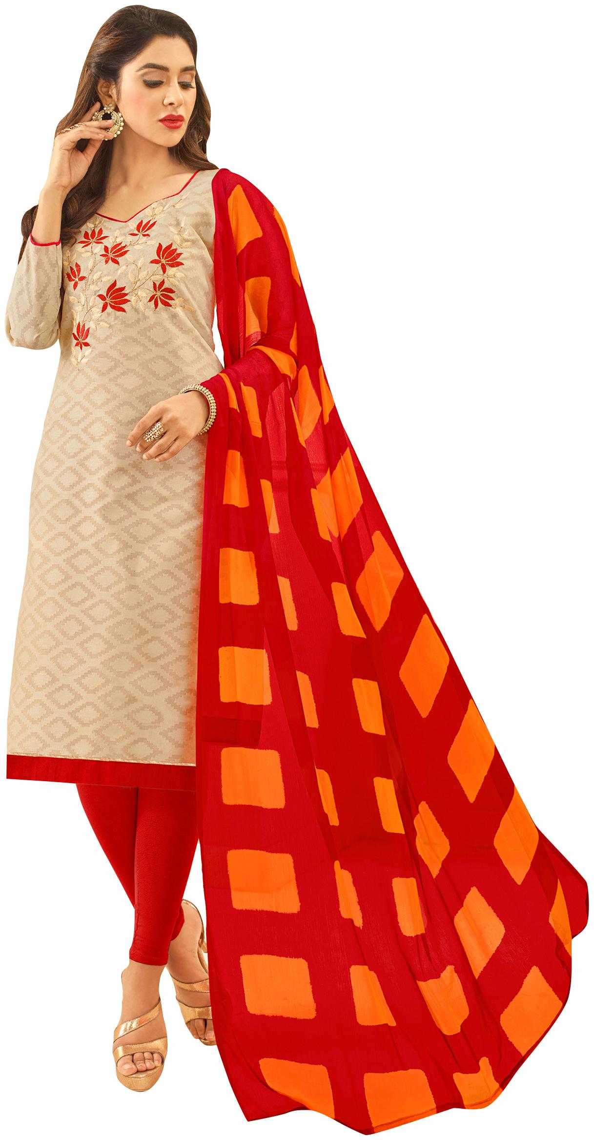 

Viva N Diva Grey Color Cotton Jacquard Embroidered Dress Material