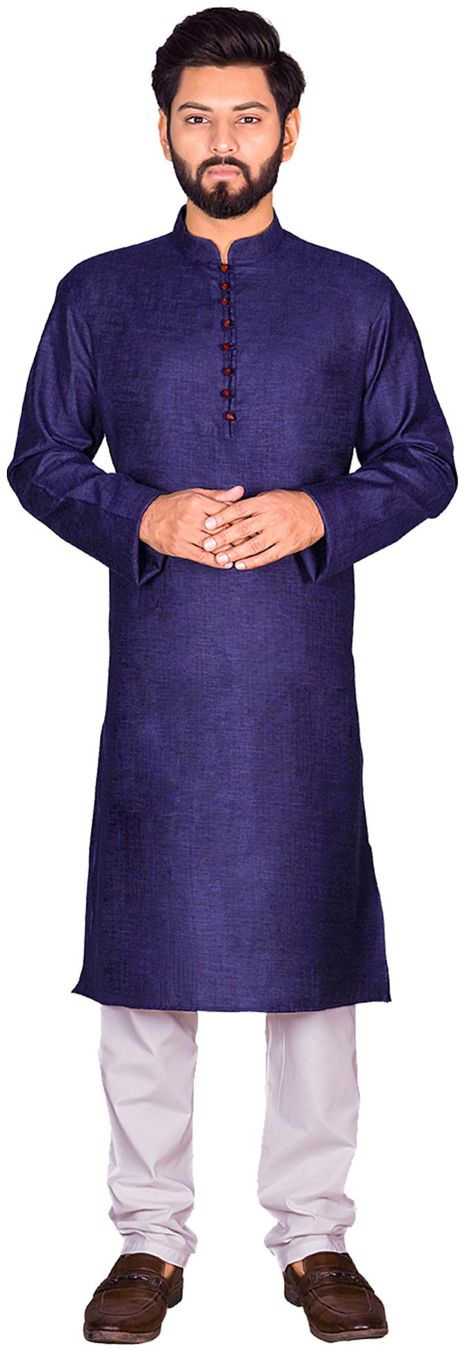 

Viva N Diva Men Cotton Solid Kurta Pyajamaa Blue