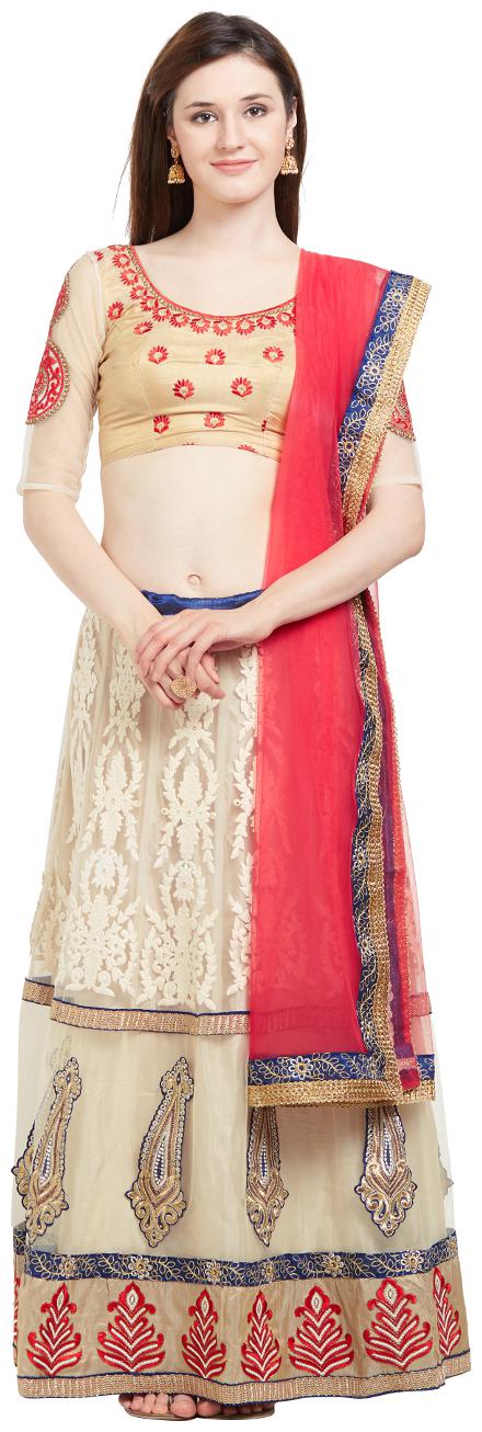 

Viva N Diva Cream Color Net Semi Stitched Lehanga Choli