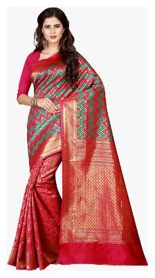 

Viva N Diva Fuchia Pink Color Patola Silk Woven Work Saree With Blouse Piece