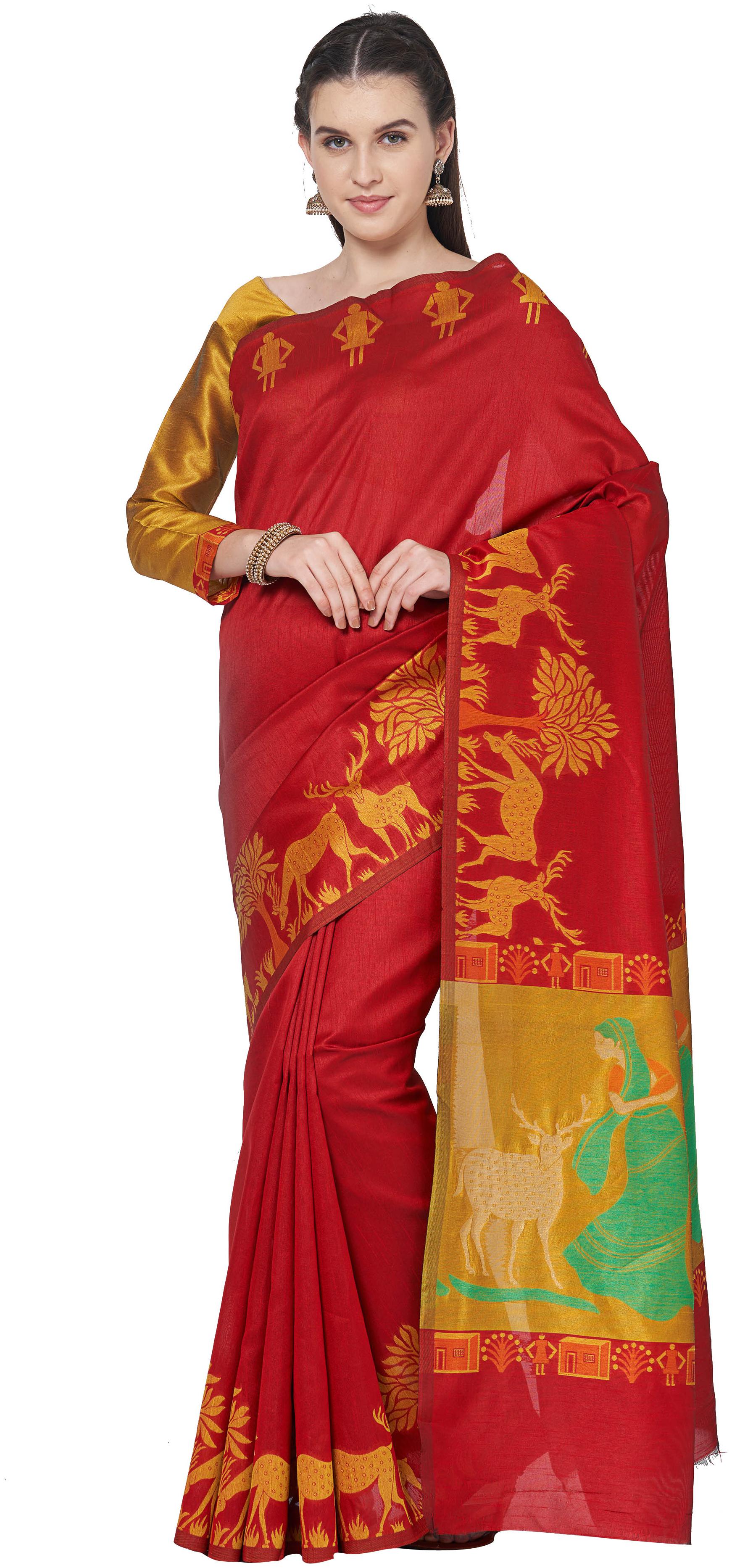 

Viva N Diva Red Color Art Silk Saree