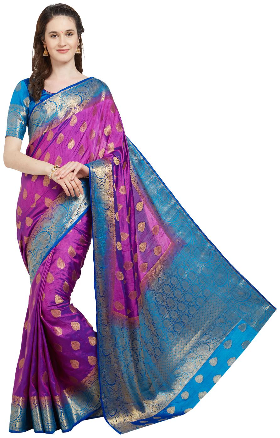 

Viva N Diva Dark Purple Banarasi Art Silk Saree ( Two Tone Art Silk) Saree With Blouse Piece