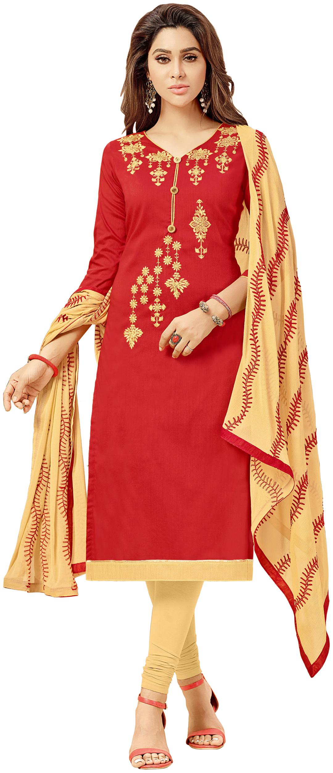 

Viva N Diva Red Color Dress Material