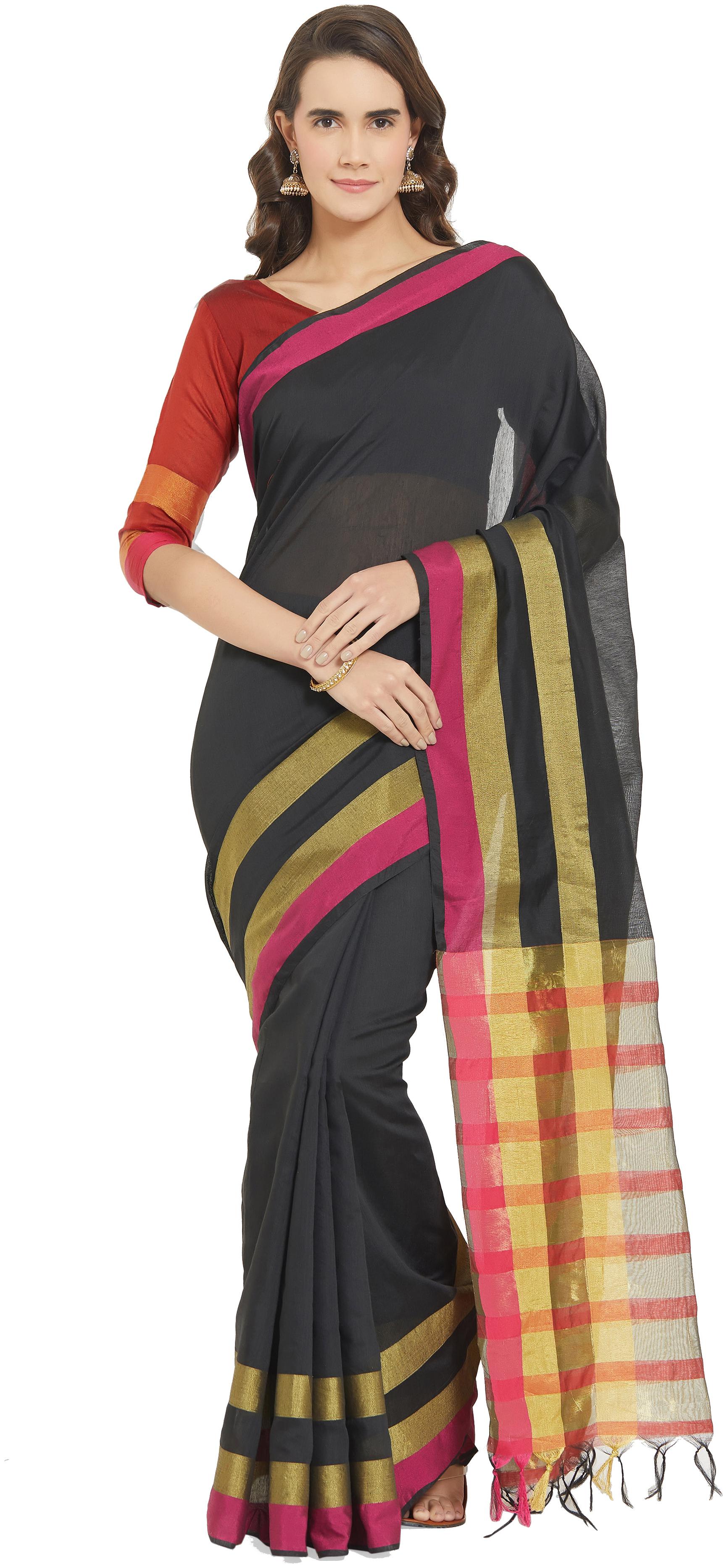 

Viva N Diva Black Color Cotton Silk Saree With Blouse Piece