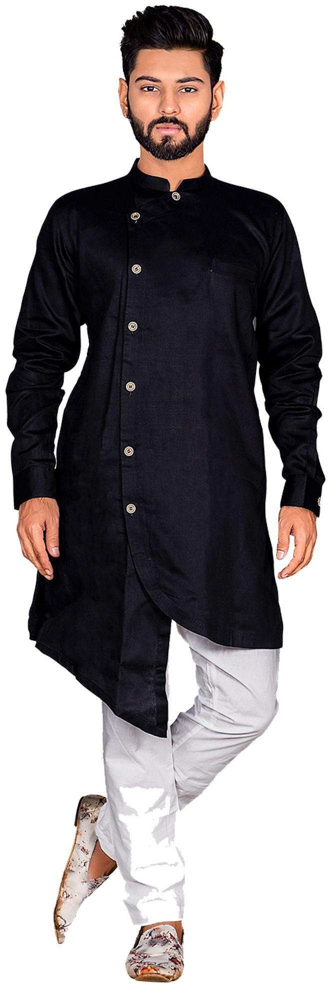 

Viva N Diva Men Cotton Solid Kurta Pyajamaa Black