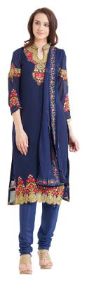 

Viva N Diva Blue Faux Georgette Embroidery Semi Stitched Suit