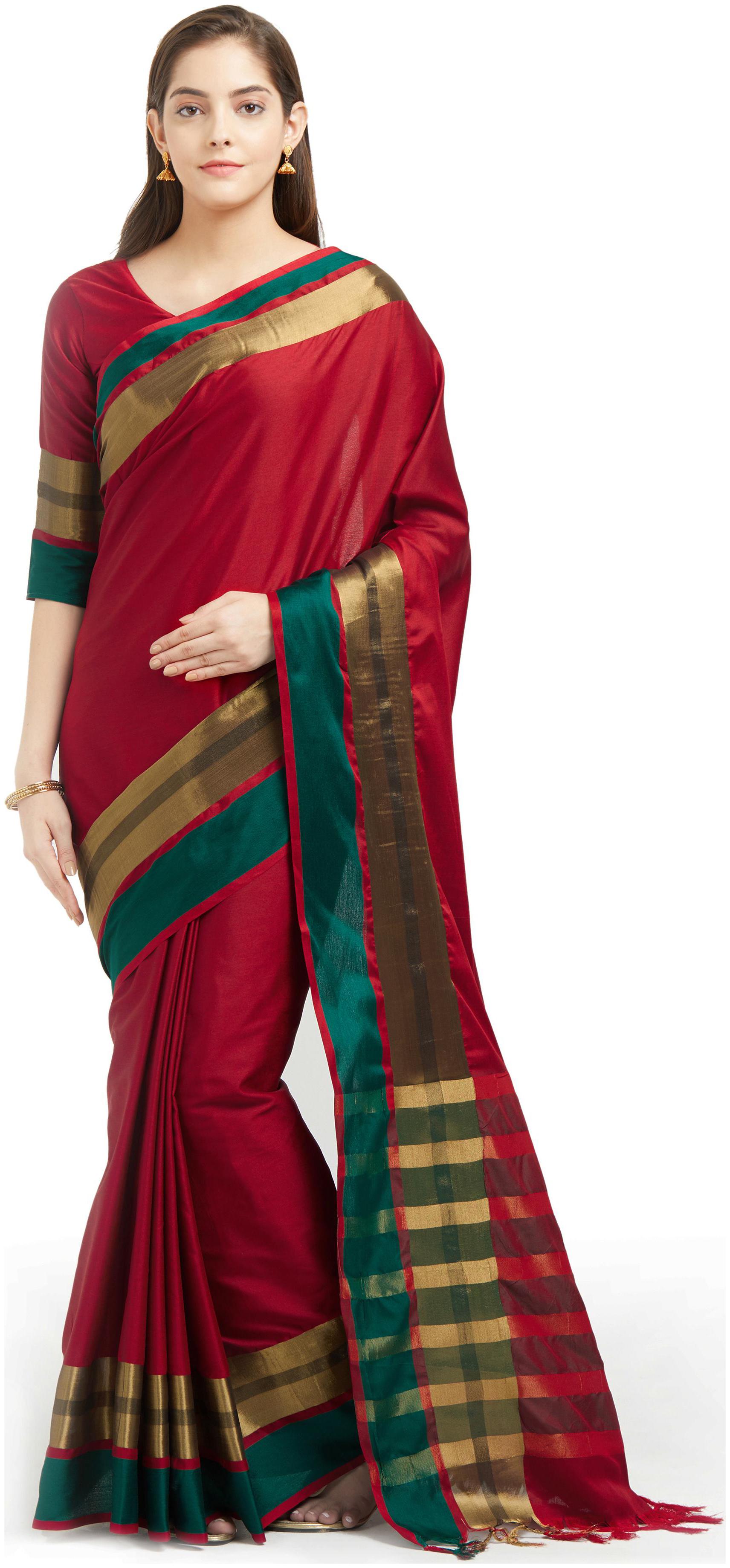 

Viva N Diva Maroon Green Color Cotton Silk Saree