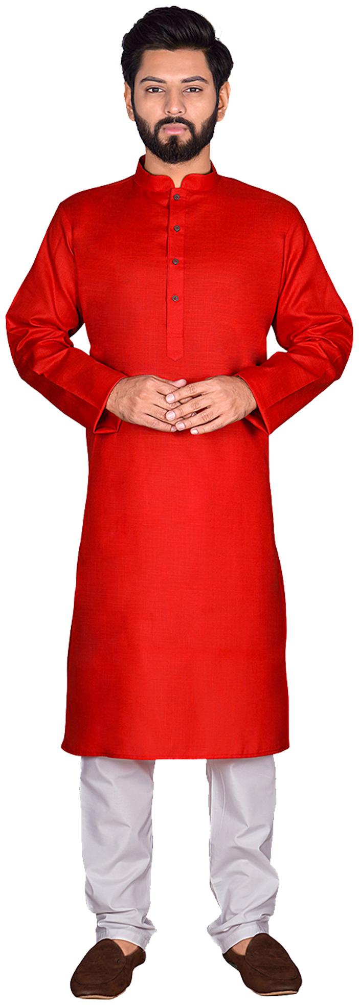 

Viva N Diva Men Cotton Solid Kurta Pyajamaa Red
