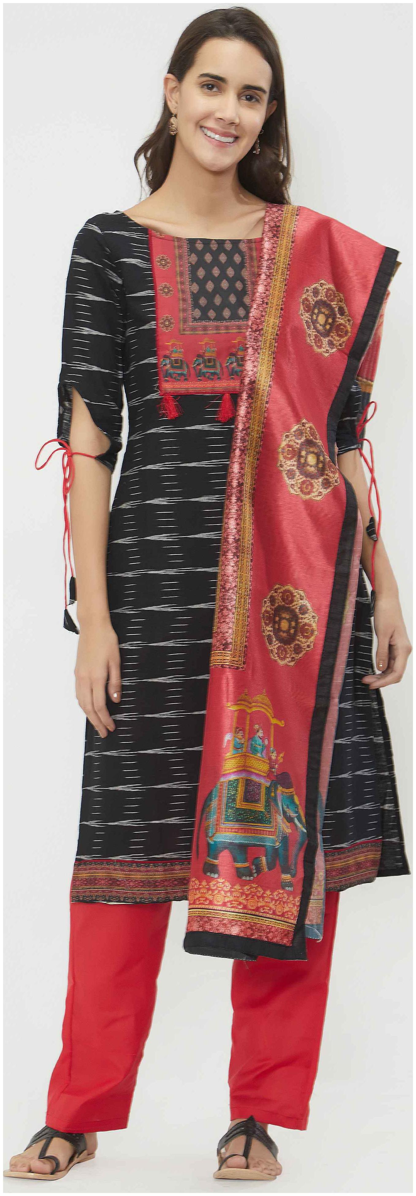 

Viva N Diva Black Color Cotton Dress Material