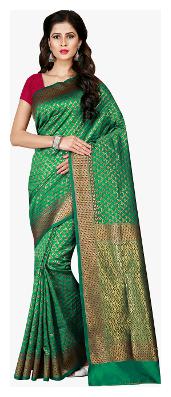 

Viva N Diva Green Color Patola Silk Woven Work Saree With Blouse Piece