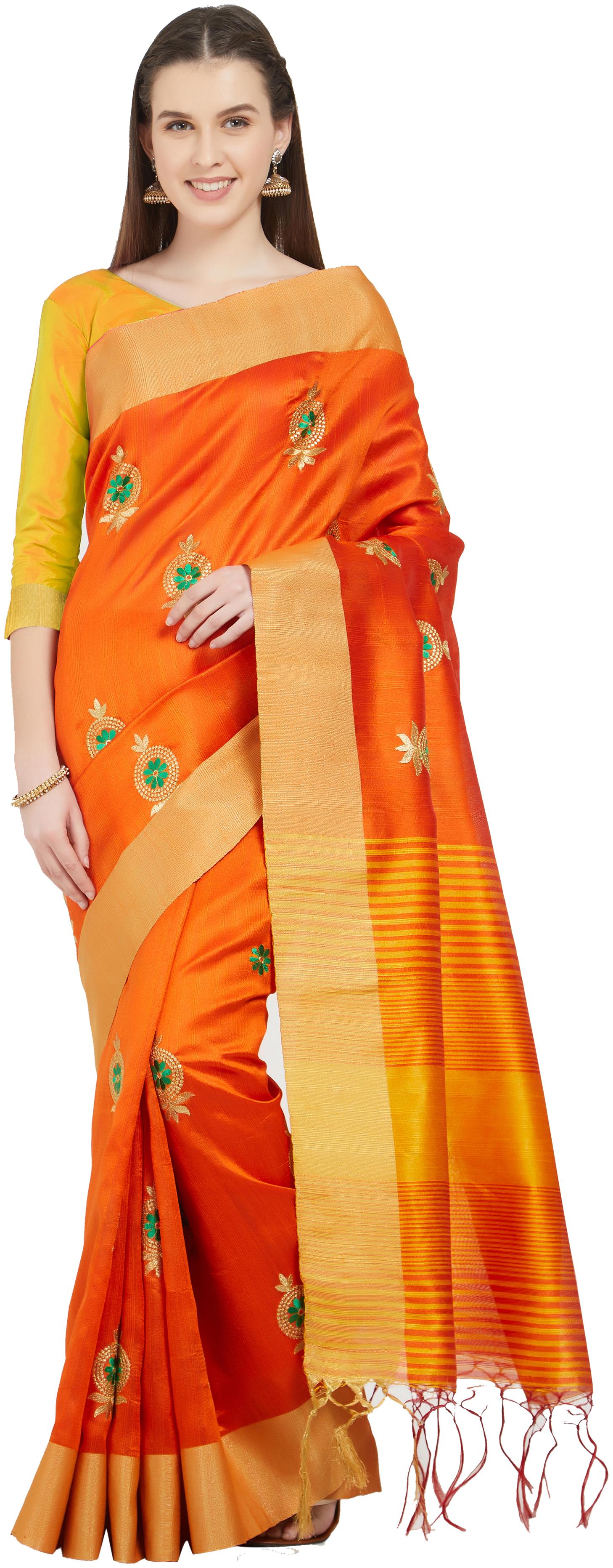 

Viva N Diva Orange Color Cotton Silk Saree