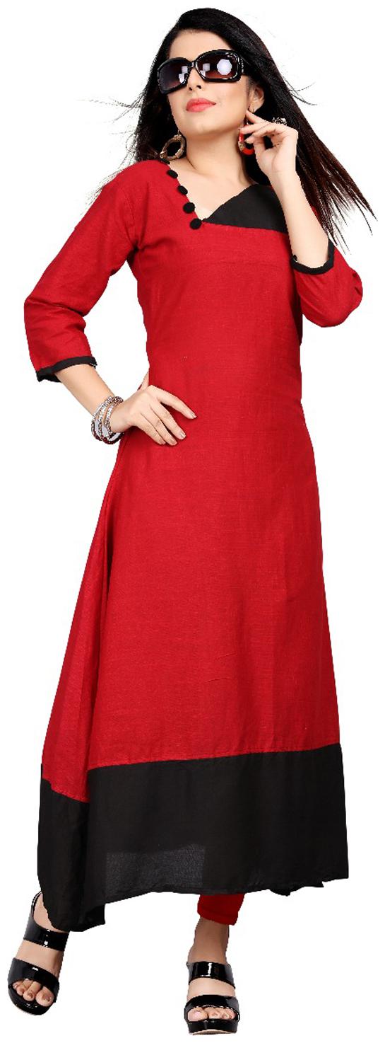 

Viva Red Black Designer Rayon Kurti