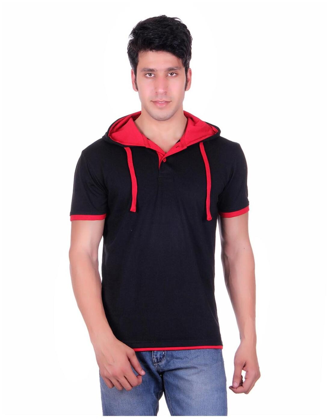 

Vivid Bharti Men Black Regular fit Cotton Hood T-Shirt - Pack Of 1