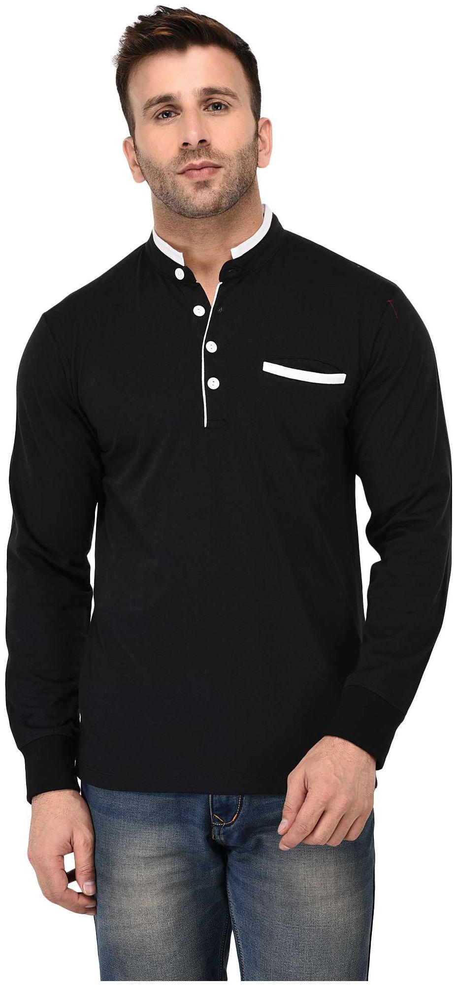 

Vivid Bharti Men Black Regular fit Cotton Mandarin collar T-Shirt - Pack Of 1