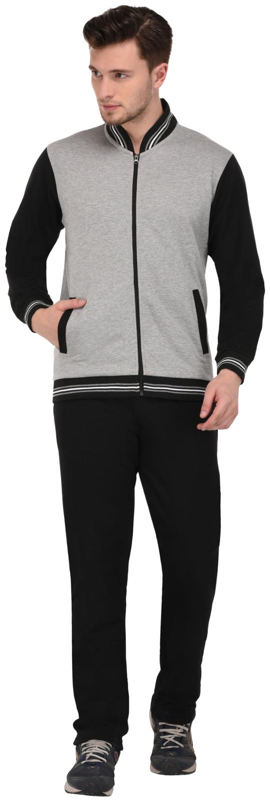 

Vivid Bharti Men Black Grey Solid Regular Fit Track Suit