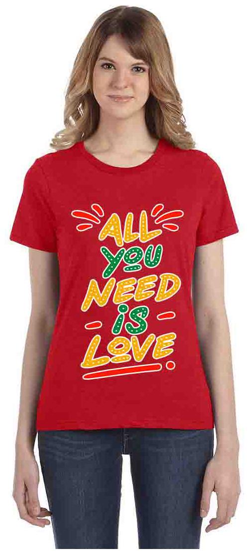 

Vogant Women Red Regular fit Round neck Cotton T shirt
