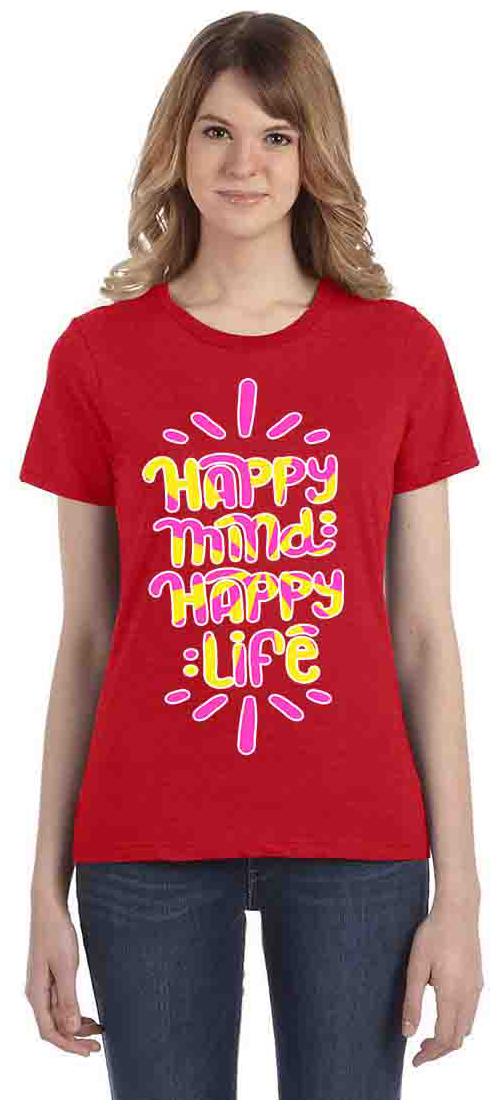 

Vogant Women Red Regular fit Round neck Cotton T shirt