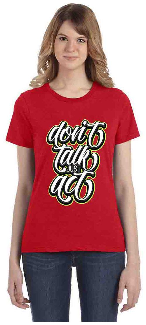 

Vogant Women Red Regular fit Round neck Cotton T shirt