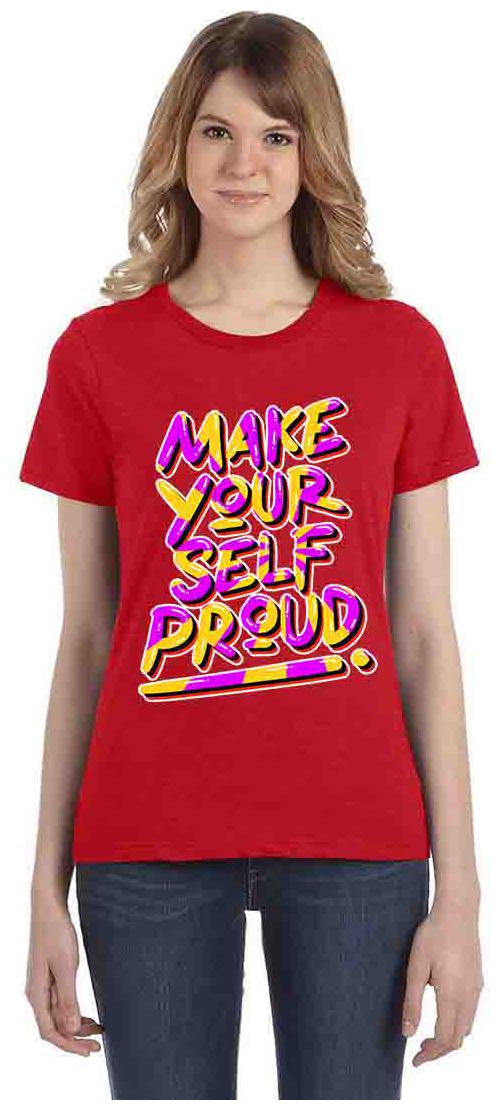 

Vogant Women Red Regular fit Round neck Cotton T shirt