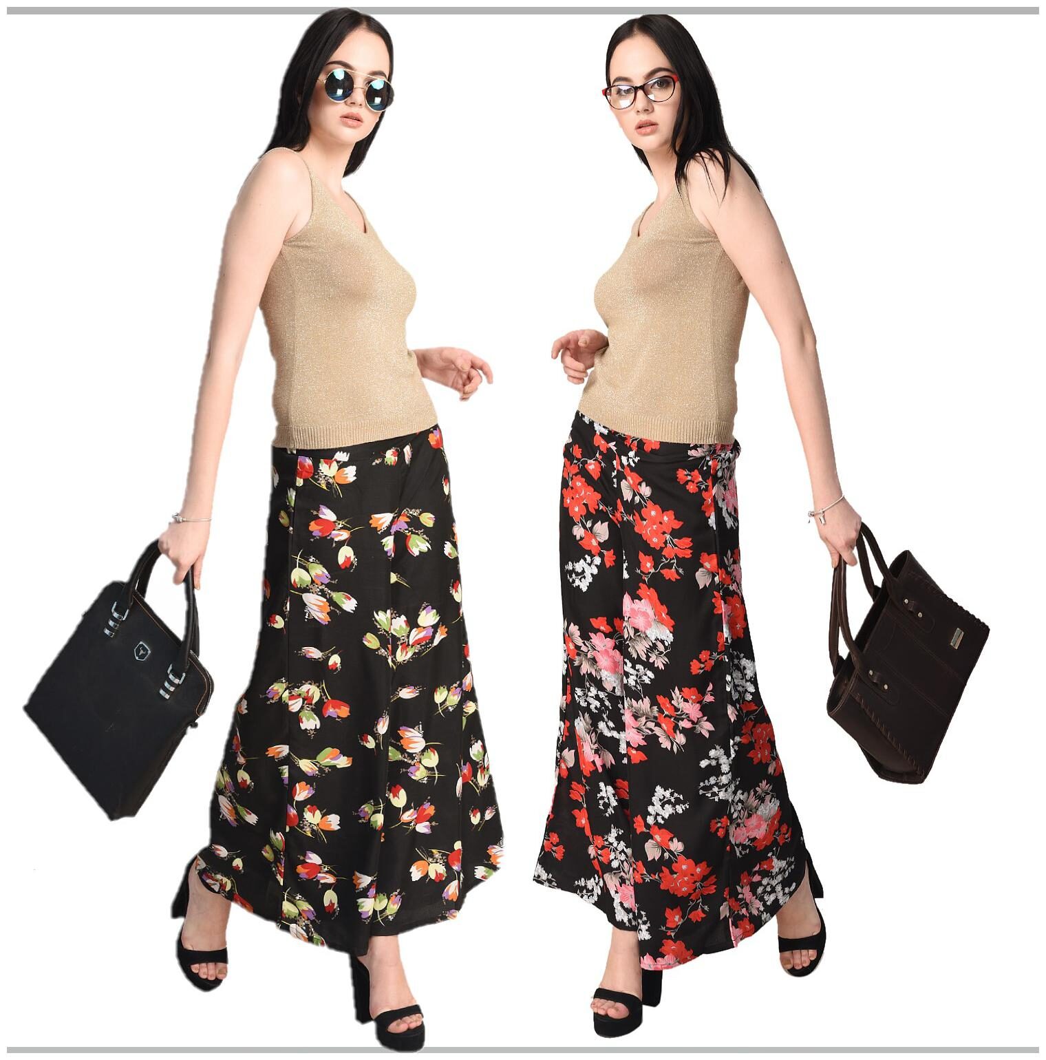 

VOGUE NATION Women Printed Poly Crepe Printed Palazzo Pants