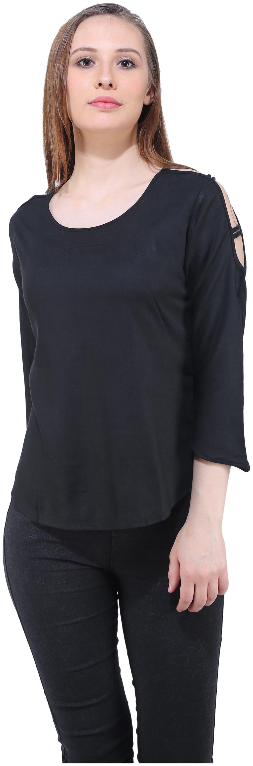 

VOGUE NATION Women Solid Regular top - Black
