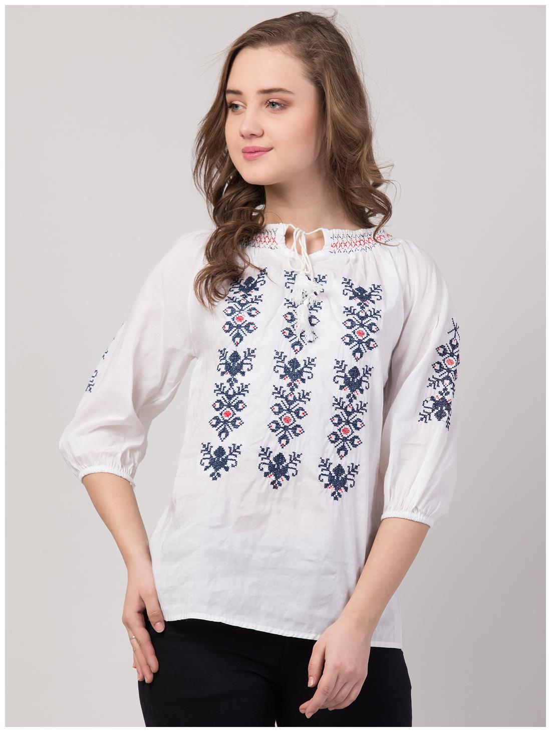 

Vogue Tantra Women Embroidered Regular top - White