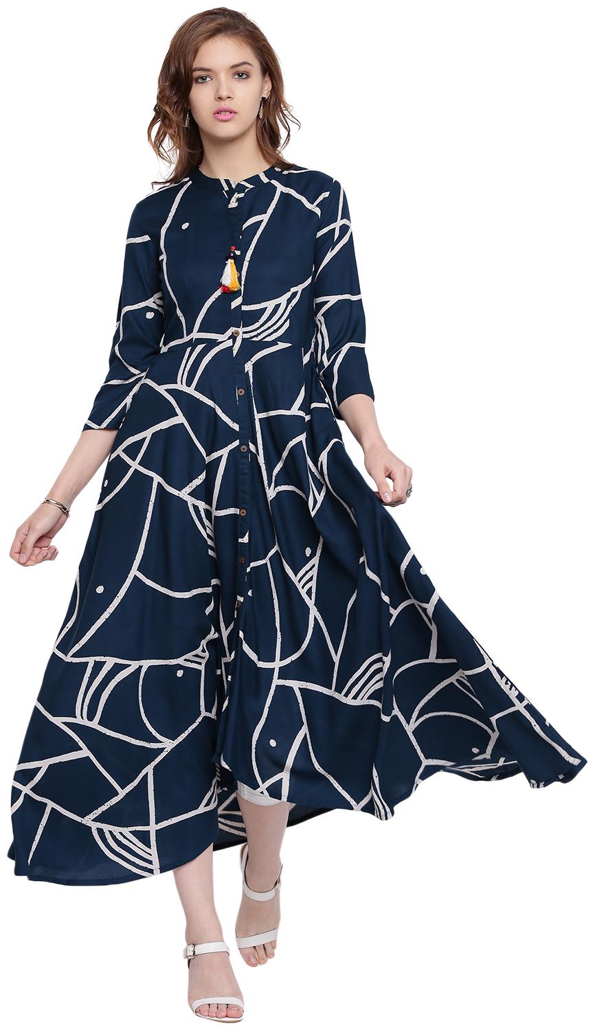 

Voom Women Blue Printed Anarkali Kurta