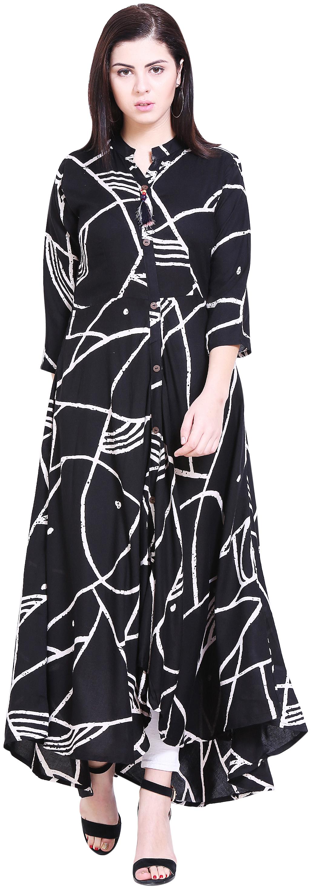 

Voom Women Black Printed Anarkali Kurta