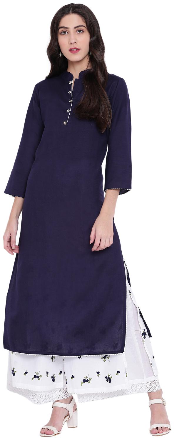 

VOOM BLUE COTTON KURTA WITH COTTON PRINTED PLAZZO