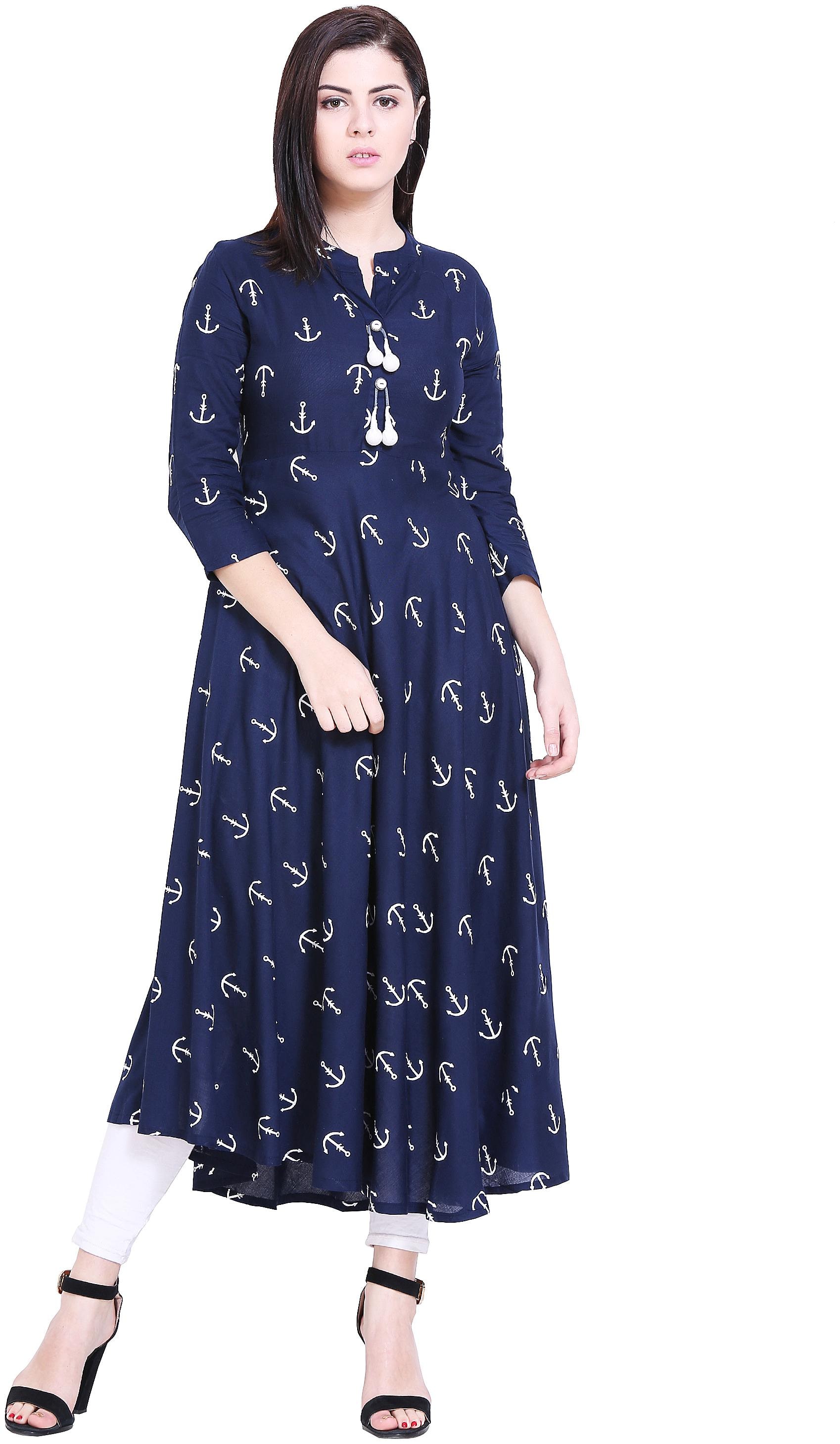 

Voom Women Blue Printed Anarkali Kurta