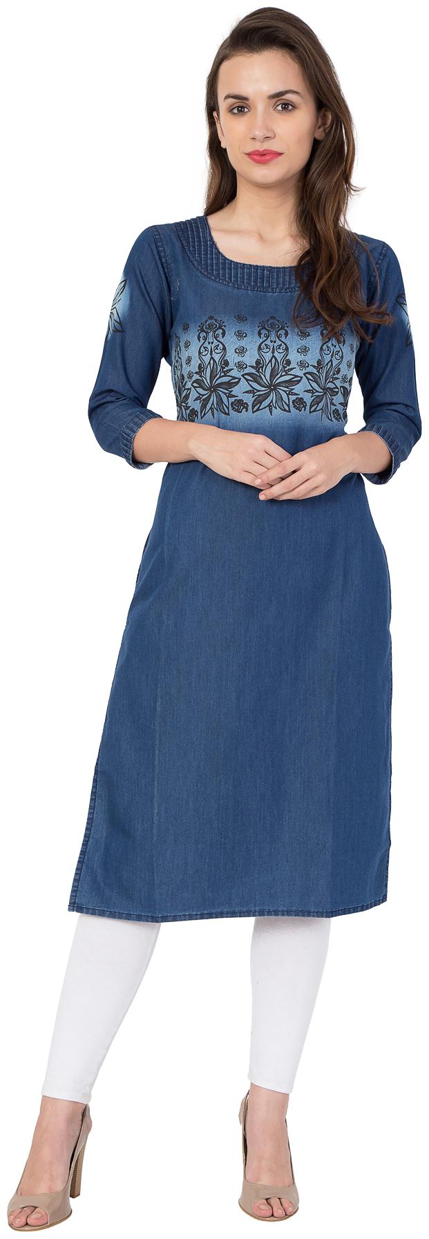 

Voom Women Blue Solid Straight Kurta