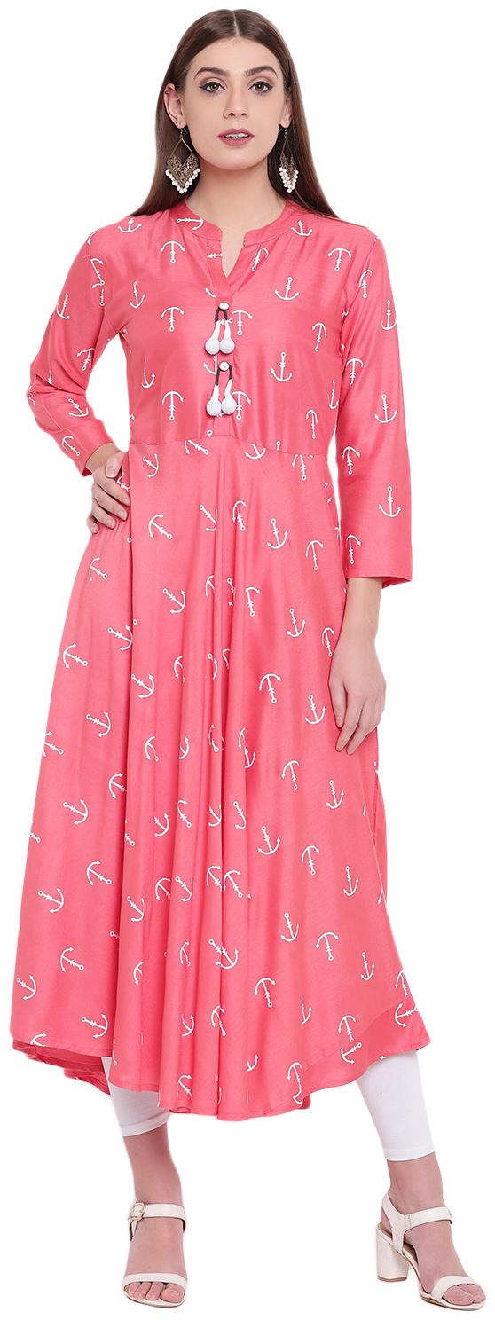 

Voom Women Pink Printed Anarkali Kurta