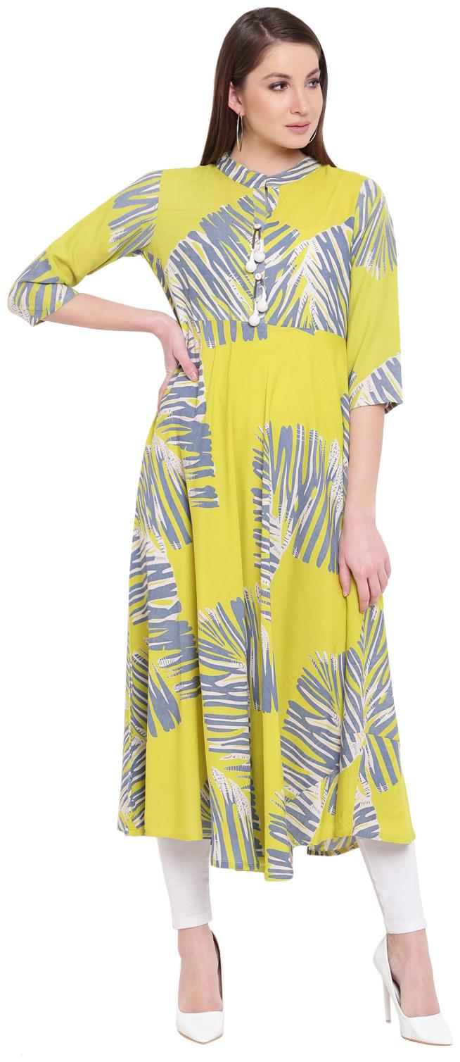 

Voom Women Green Printed Anarkali Kurta