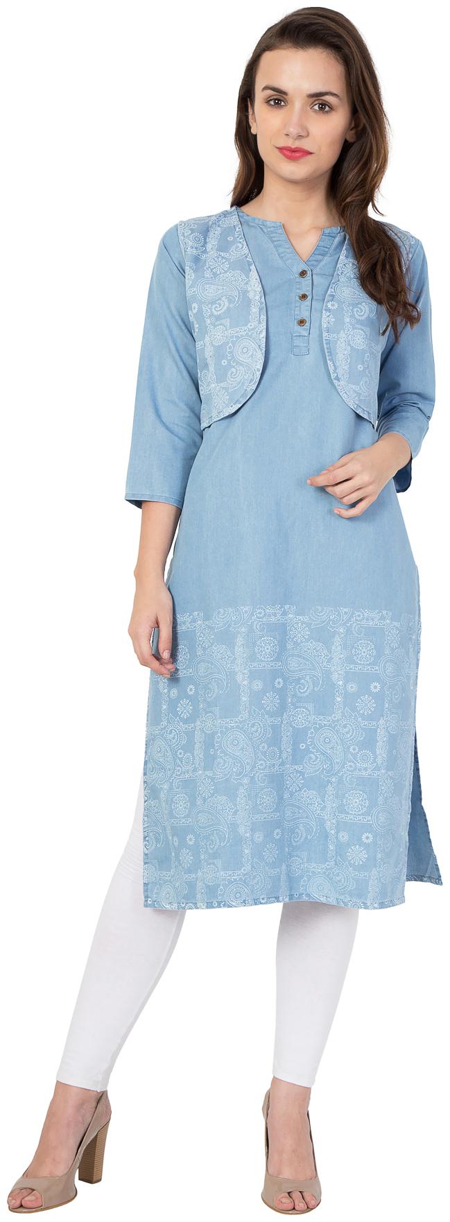 

Voom Women Blue Solid Straight Kurta