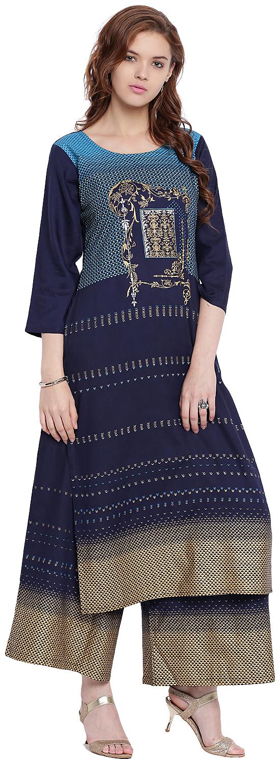 

Voom Women Blue Printed Anarkali Kurta