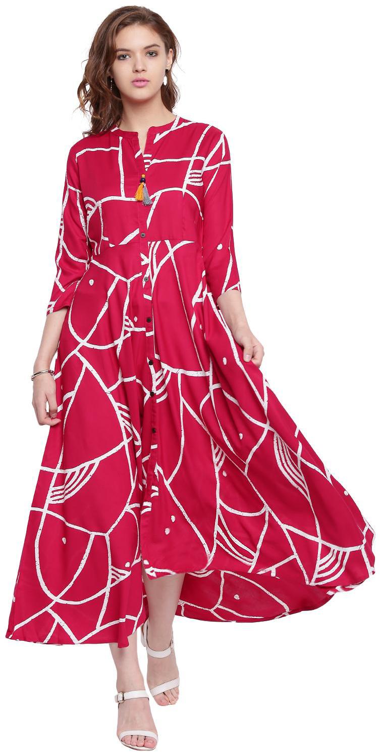 

Voom Women Pink Printed Anarkali Kurta