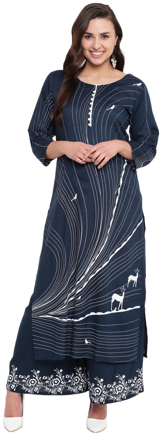 

VOOM RAYON FOIL PRINTED KURTA PALAZZO SET