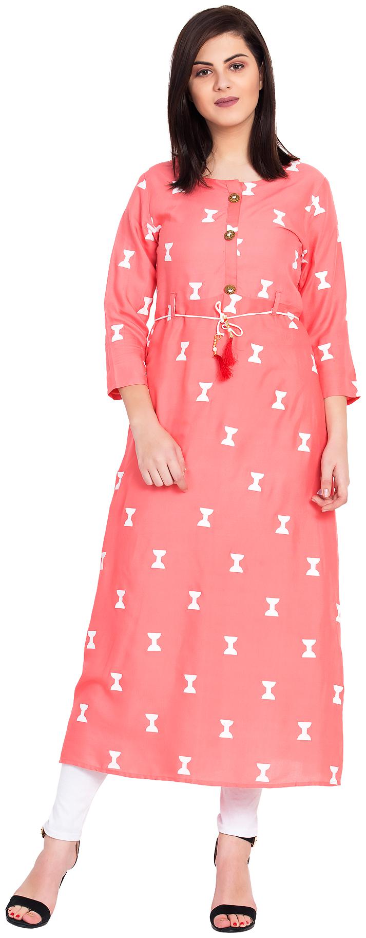 

Voom Women Pink Printed Anarkali Kurta