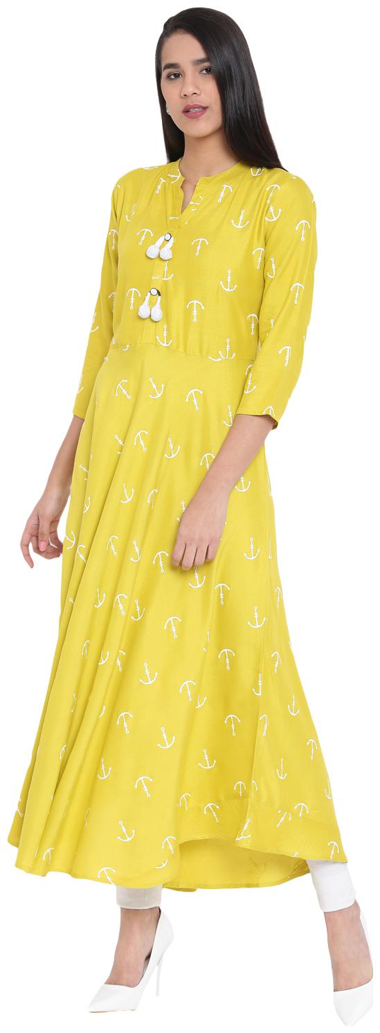 

Voom Women Yellow Printed Anarkali Kurta