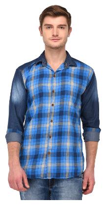 

VOXATI Men Blue Checked Regular Fit Casual Shirt