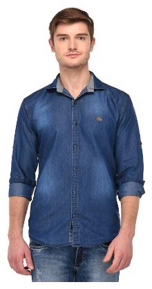 

VOXATI Men Blue Faded Slim Fit Casual Shirt