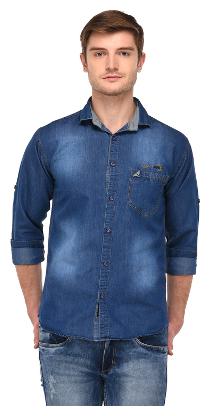 

VOXATI Men Blue Faded Slim Fit Casual Shirt